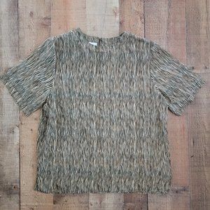 Animal Print Silk Short Sleeve Blouse Medium